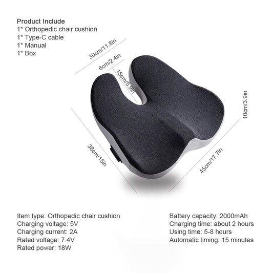 Electric Vibration Massage Cushion – Hip & Lower Back Relief