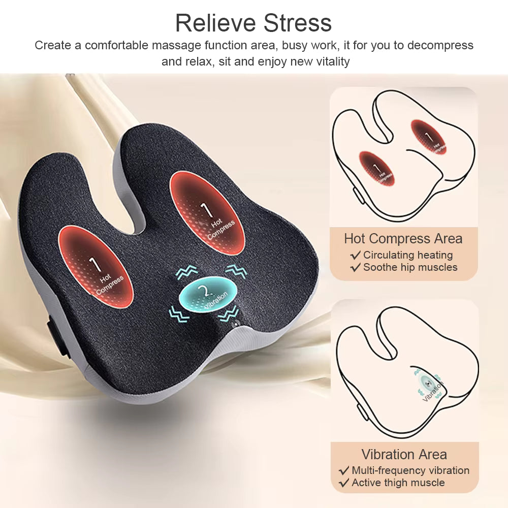Electric Vibration Massage Cushion – Hip & Lower Back Relief